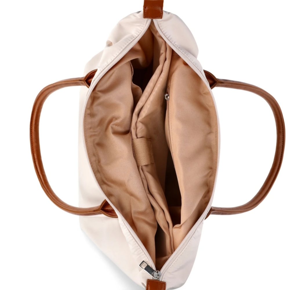 No Boundaries White Tote with Tan Handles - Picture 3 of 5
